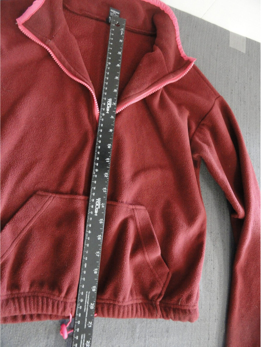 EUC DESIGNER RUE 21 1/4 ZIP PULLOVER MAROON AND PINK FLEECE ZIP UP SIZE SMALL